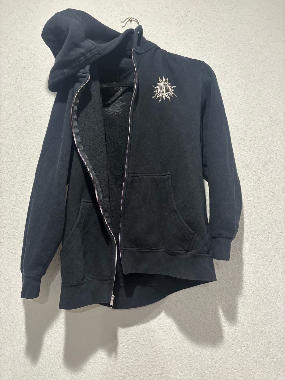 Empyre Black Zip-Up Hoodie with Sun Chest Logo